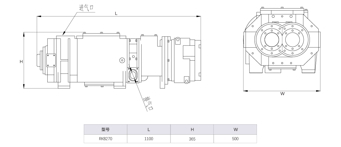 RKB0270干式螺桿真空泵 水冷尺寸圖